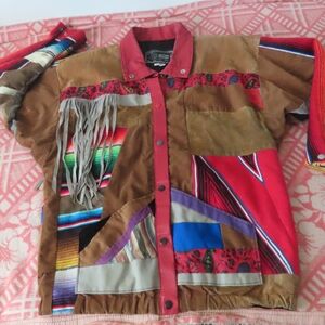 Vintage USA leather Factory Pharr TX womens suede Leather patchwork Jacket S